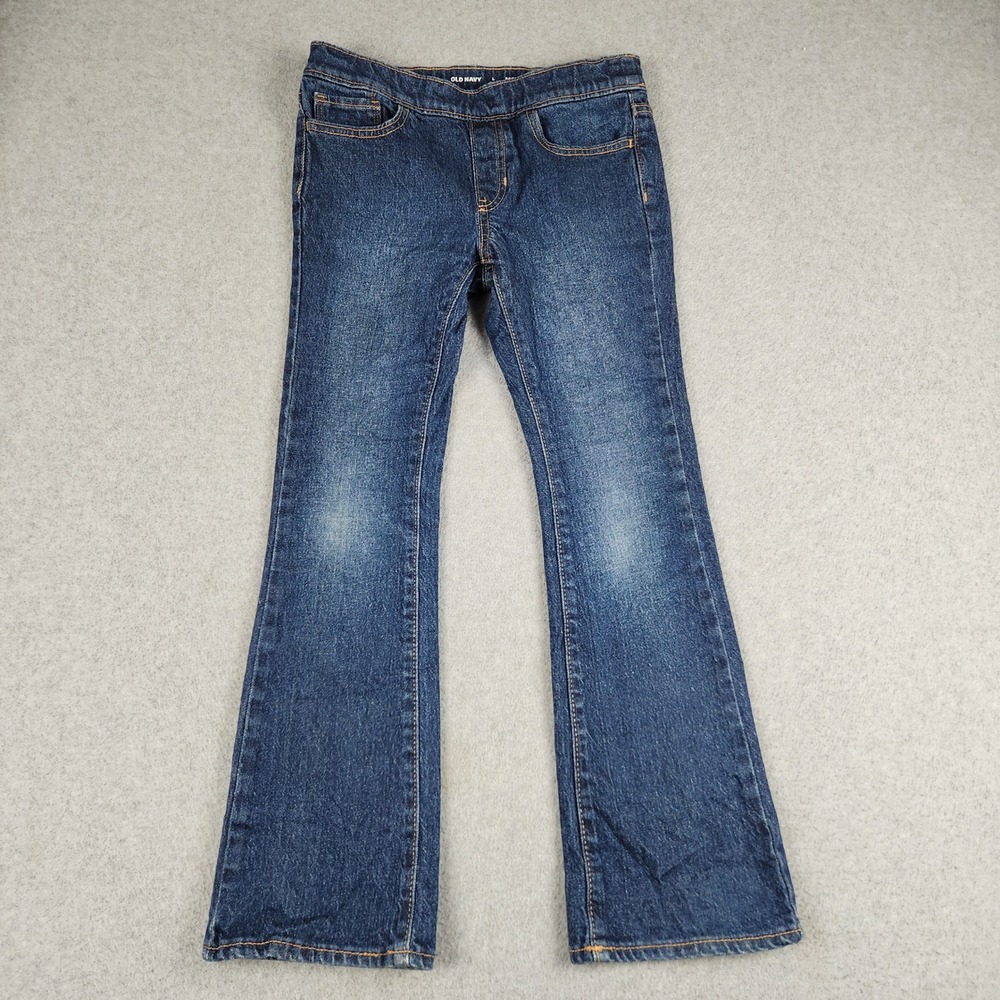 Old Navy Bootcut Jeans Girls L Blue Denim Faded Built-In Tough High Waisted